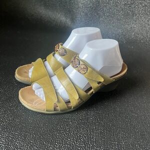 Romika Mokassetta Leather Wedge Sandals 41 US 11 Boho Slide Lagenlook Artsy